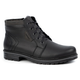 Polbut Men's winter leather boots J34S Black with gray 2