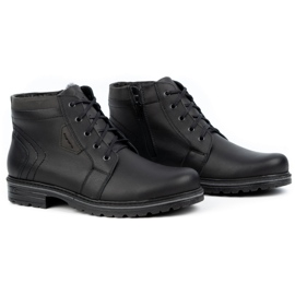 Polbut Men's winter leather boots J34S Black with gray 3