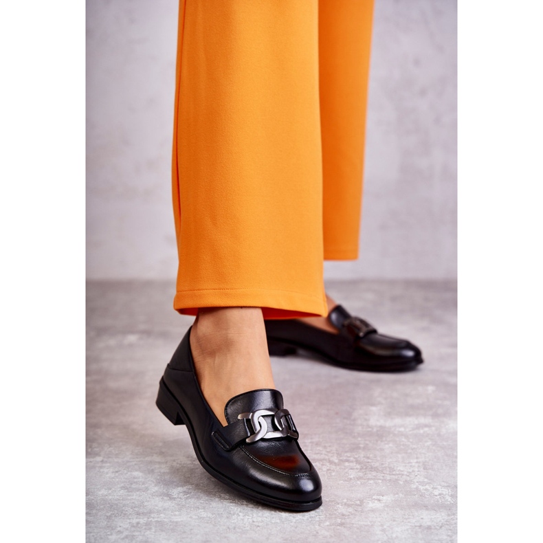 Vinceza Fashionable Leather Loafers Black Trine 1