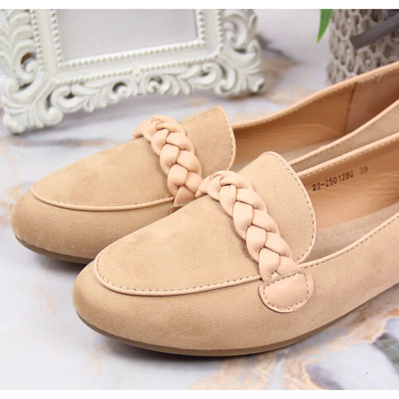 Potocki WOL64B beige lords moccasins with a decorative belt 2