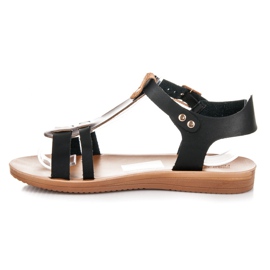 Licean Flat sandals with a buckle black 1