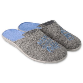 Befado women's slippers 235d188 gray with blue embroidery 1