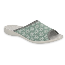 Befado women's slippers with stars PU 254D141 green 2
