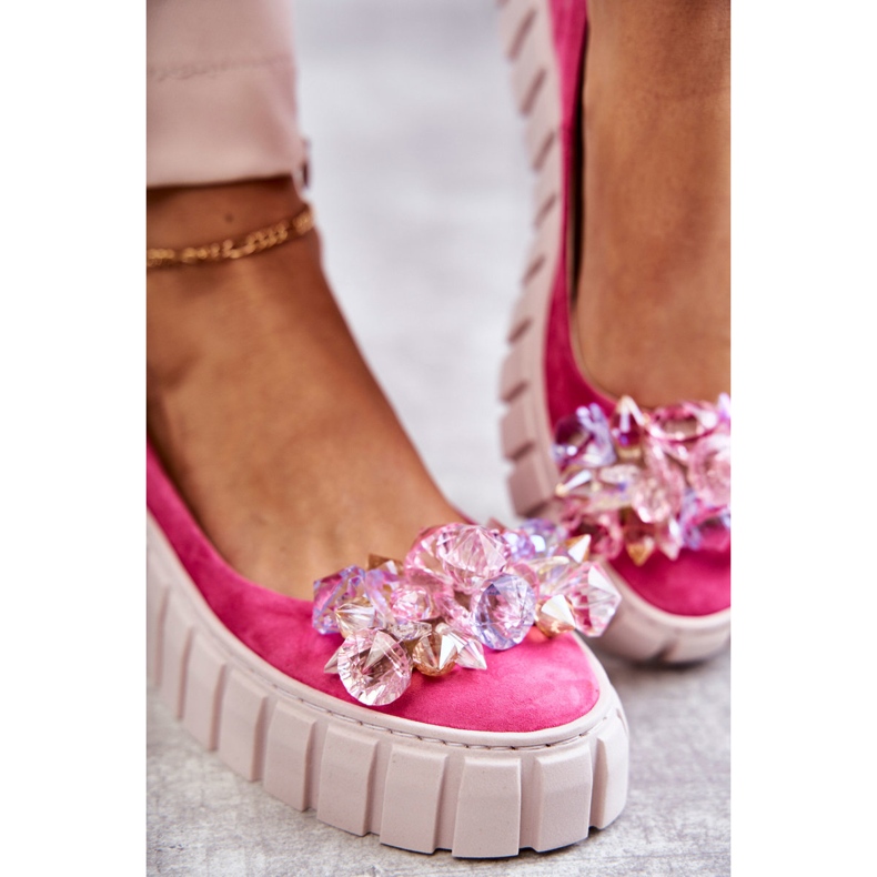 PA2 Suede Ballerinas On Platform With Fuchsia Ladette Ornament pink 4