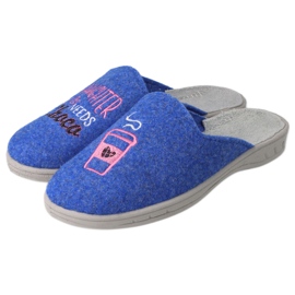 Befado children's slippers 707y429 blue with embroidery 2