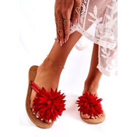 WJ1 Women's flip-flops with a fabric decoration Eviana red 3