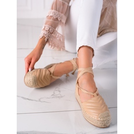 SHELOVET Tied espadrilles on the platform beige 2