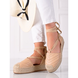 SHELOVET Tied espadrilles on the platform beige 1