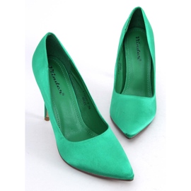BM Women's satin high heels TALIA BLACK green 1