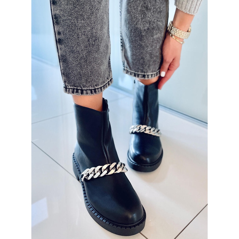 PA1 Foster Black women's chain ankle boots 1