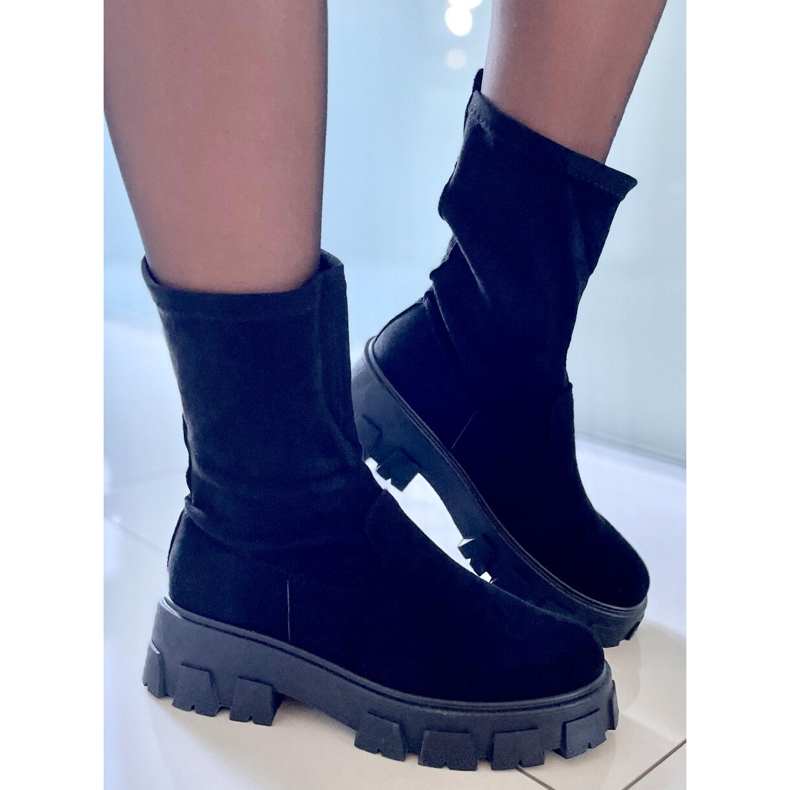 PA1 Phyllis Black suede flat boots 1