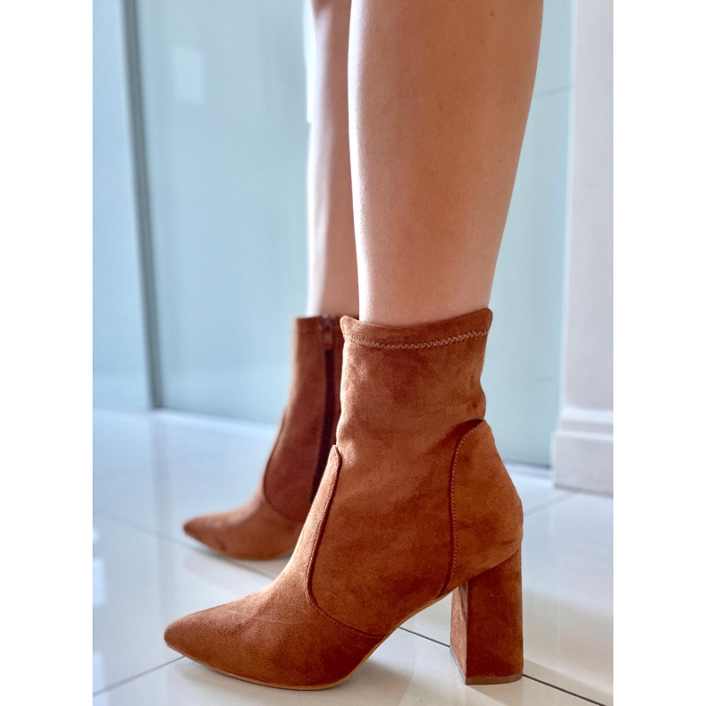 PA1 Suede heeled boots from Natalie Camel brown 1
