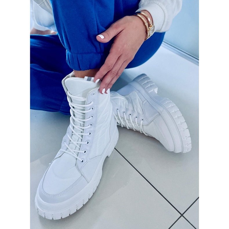 PA1 Flat lace-up boots Barkin Blanco white 1