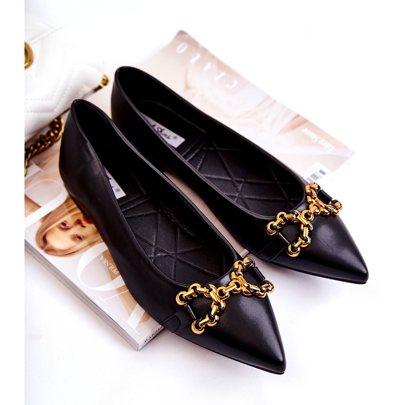 WS1 Women's Ballerinas In Spitz With Black Carlos Ornament 4