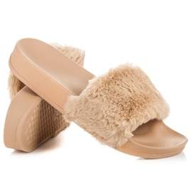 Via Giulia  Beige slippers with fur 2