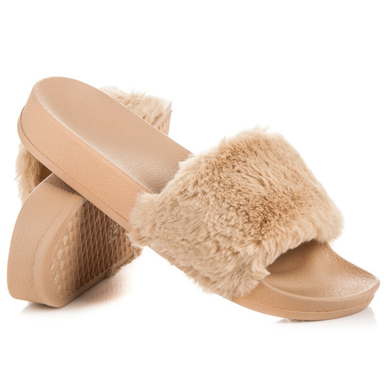 Via Giulia  Beige slippers with fur 2