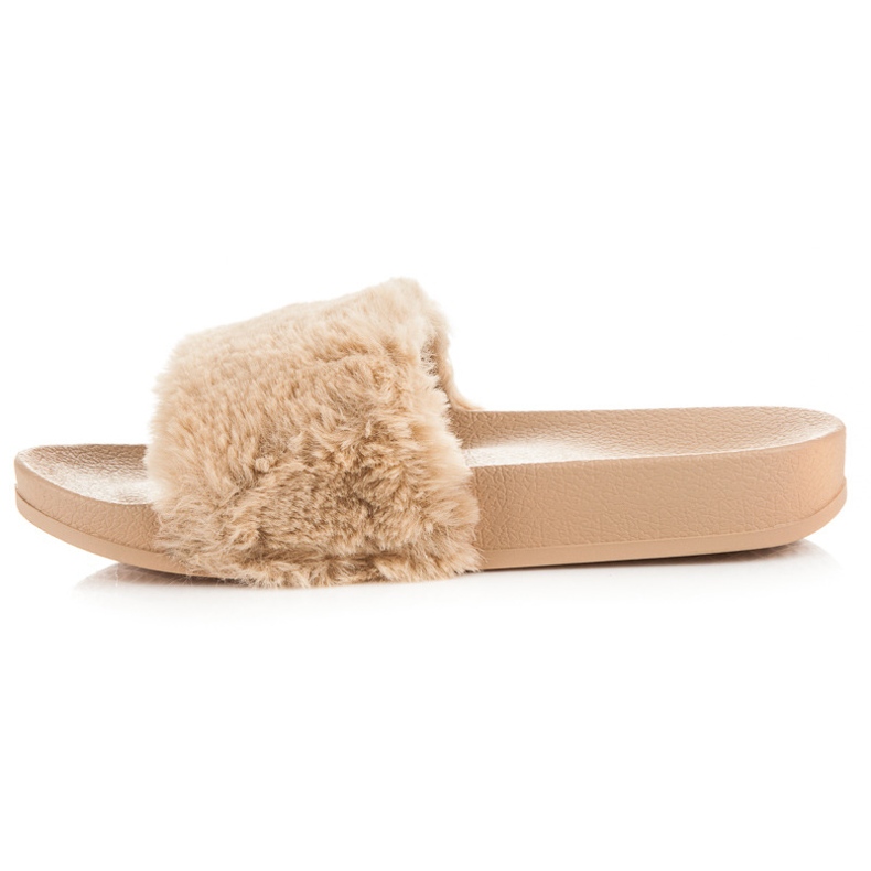 Via Giulia  Beige slippers with fur 1