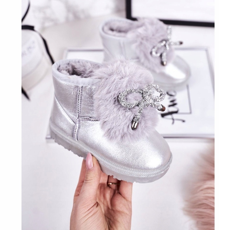 Children's Snow Boots with Fur Silver Aurora 3