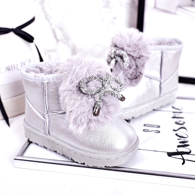 Children's Snow Boots with Fur Silver Aurora 4