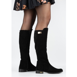 Olivier Fashionable leather women's insulated boots black black 1