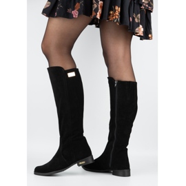 Olivier Fashionable leather women's insulated boots black black 3