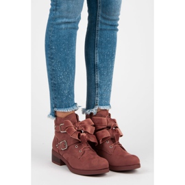 Ideal Shoes Boots with bows pink 1