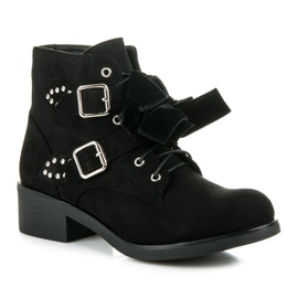 Ideal Shoes Boots with bows black 1