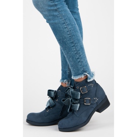 Ideal Shoes Boots with bows blue 1 Ideal Shoes Boots with bows blue 1