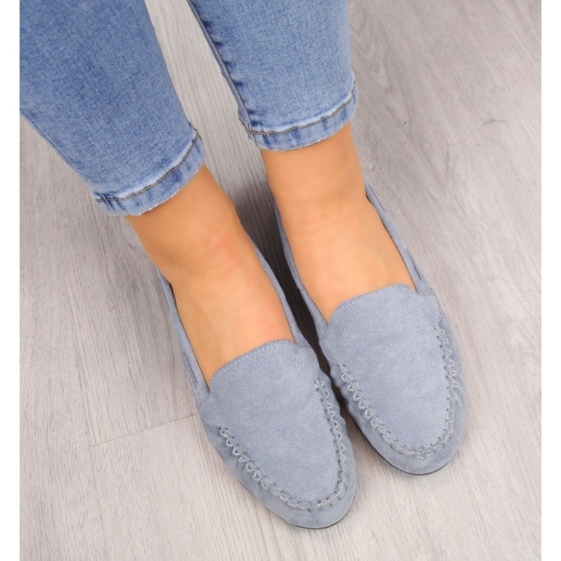 Women's blue suede moccasins Sergio Leone MK722 1