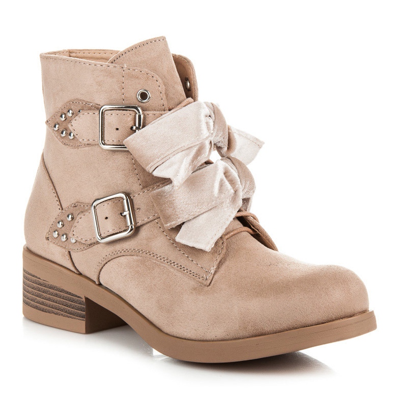 Ideal Shoes Boots with bows brown 1