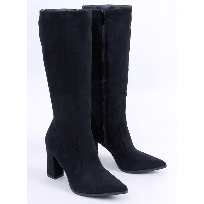 PA1 Farrah Black suede heeled boots 1