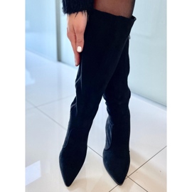 PA1 Farrah Black suede heeled boots 2