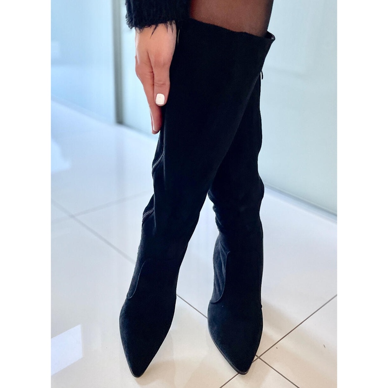 PA1 Farrah Black suede heeled boots 2 PA1 Farrah Black suede heeled boots 2