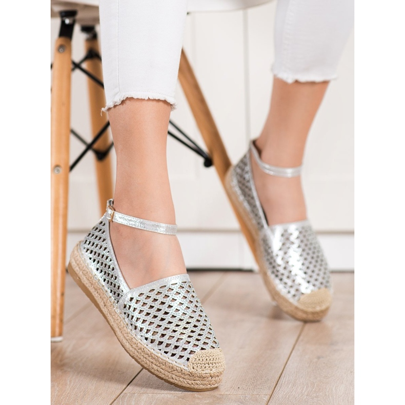 Gogo Openwork espadrilles with a buckle silver 2