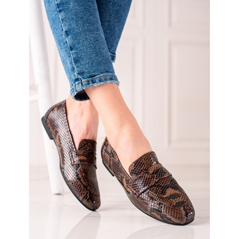 La.Fi snake print loafers beige brown 1