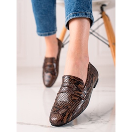 La.Fi snake print loafers beige brown 2