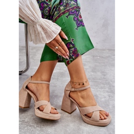 Lewski Shoes Women's Suede Sandals With Heels Left Shoes 3221 Beige brown 1 Lewski Shoes Women's Suede Sandals With Heels Left Shoes 3221 Beige brown 1