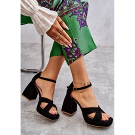 Lewski Shoes Women's Suede High Heel Sandals Leski Shoes 3221 Black 1 Lewski Shoes Women's Suede High Heel Sandals Leski Shoes 3221 Black 1