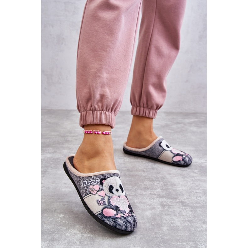 BEFADO S.A. Slippers Befado Panda With Heart 155D209 Grey 2