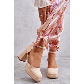 PS2 Suede Pumps On Chunky Heels And Platform Beige Diame 1