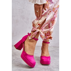 PS2 Fuchsia Diame Suede Chunky Heels Platform Pumps pink 1