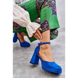PS2 Suede Pumps With Chunky Heels And Blue Diame Platform 1
