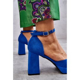 PS2 Suede Pumps With Chunky Heels And Blue Diame Platform 2