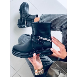 BM Cindy Black ankle boots with chain 1