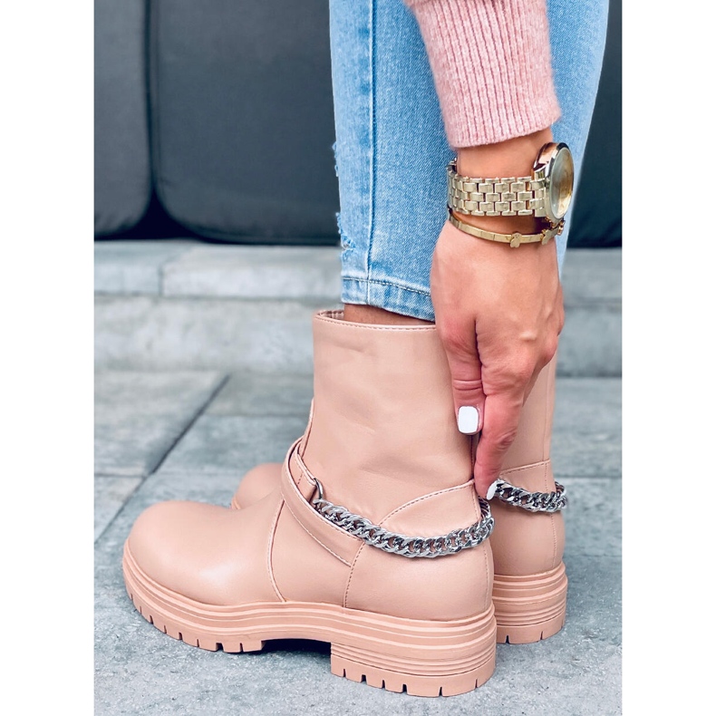 BM Cindy Nude ankle boots with chain beige pink 2 BM Cindy Nude ankle boots with chain beige pink 2