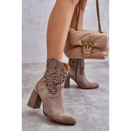 Lewski Shoes Suede Openwork Ankle Boots Leewski Shoes 3264 Light brown 2