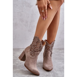 Lewski Shoes Suede Openwork Ankle Boots Leewski Shoes 3264 Light brown 1