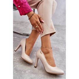 Women's Pumps On Heel Sergio Leone Light Beige Pearl Campbell 2