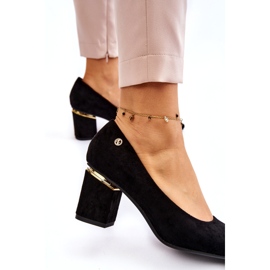 PS1 Classic Suede High Heel Pumps With Black Derren Embellishment 2