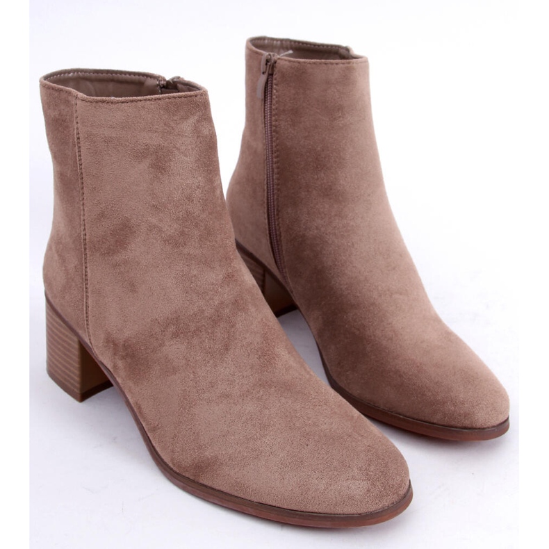 Classic suede ankle boots Natina Khaki beige 1
